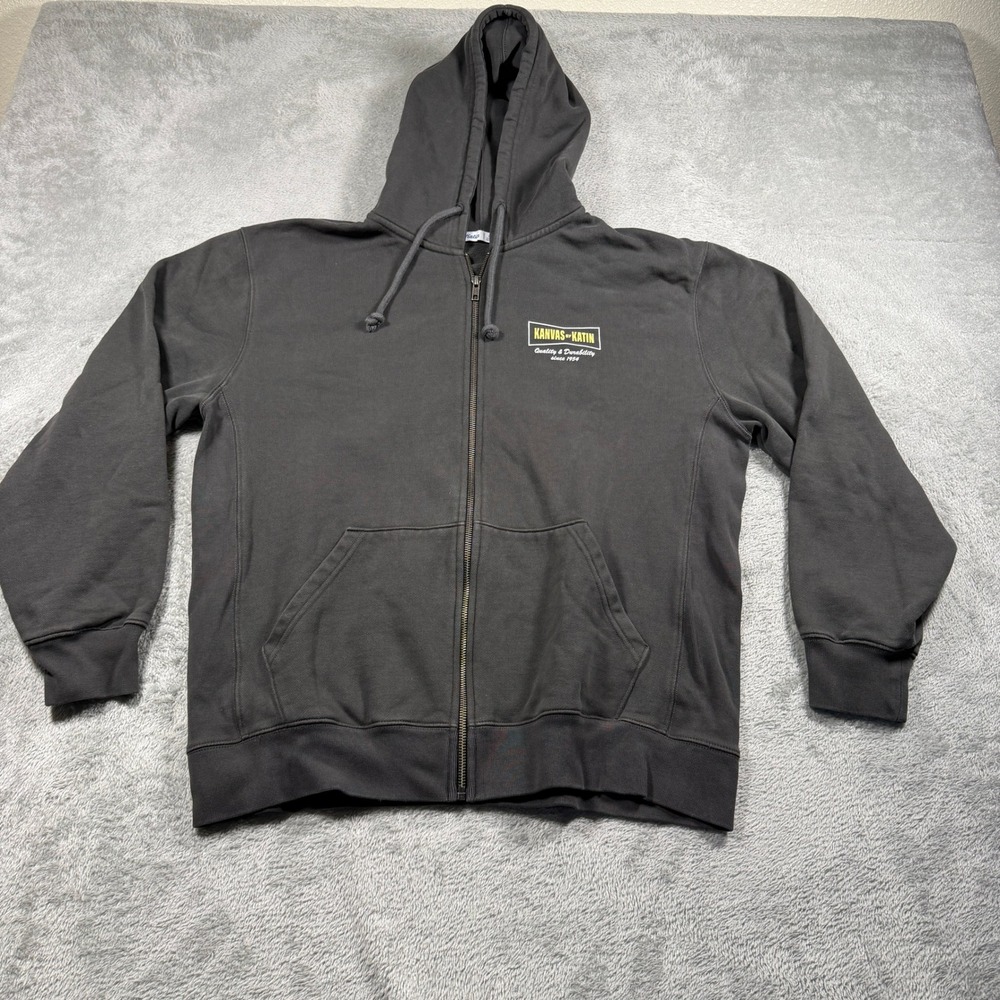 Kanvas by Katin Hoodie Mens Large Charcoal Gray Back Graphic Full Zip Beach - Picture 3 of 9